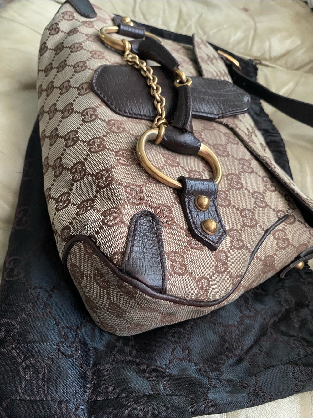 Gucci Tom Ford READ Chain Hobo Bag Flap Horse Bit GG Monogram Canvas - Picture 5 of 15